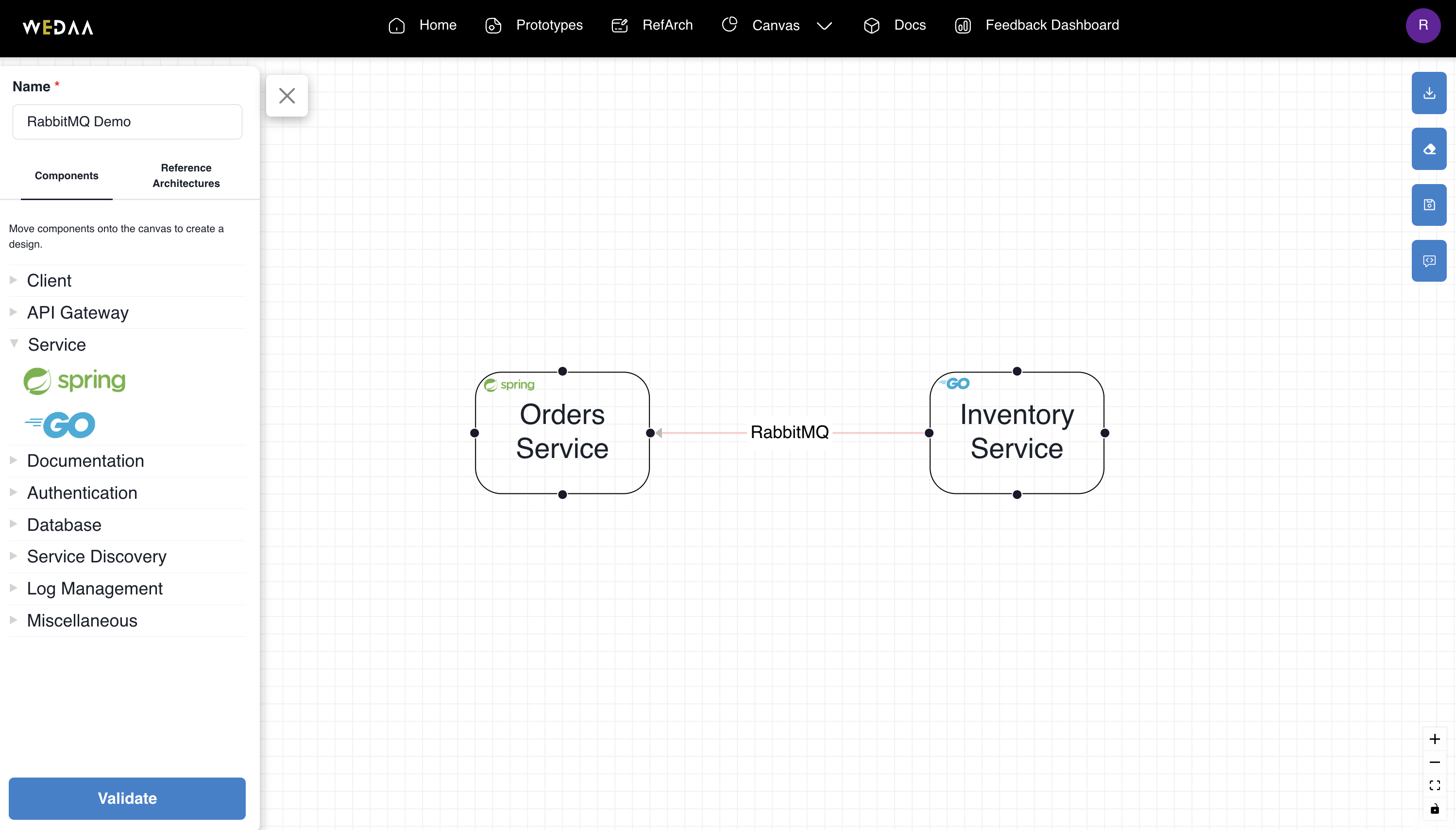 Sample RabbitMQ WeDAA Architecture